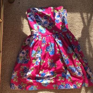 forever strapless pink floral dress